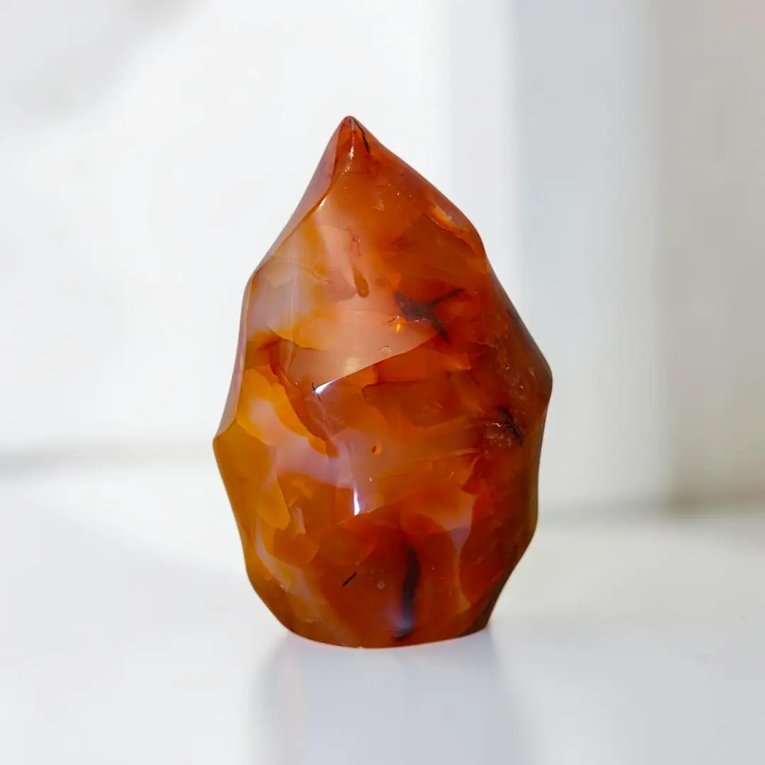 Yaşam Enerjisi A Kalite Karneol (Carnelian) Flame Koleksiyon Obje