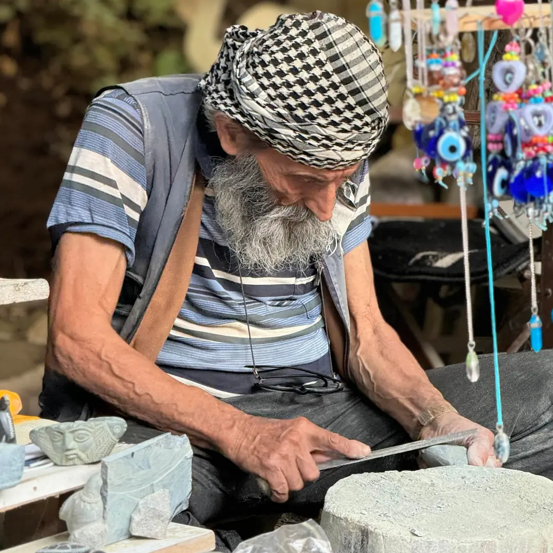 El Yapımı Serpantin Taşı Üzerine Arapça "Muhammed" Yazılı Magnet