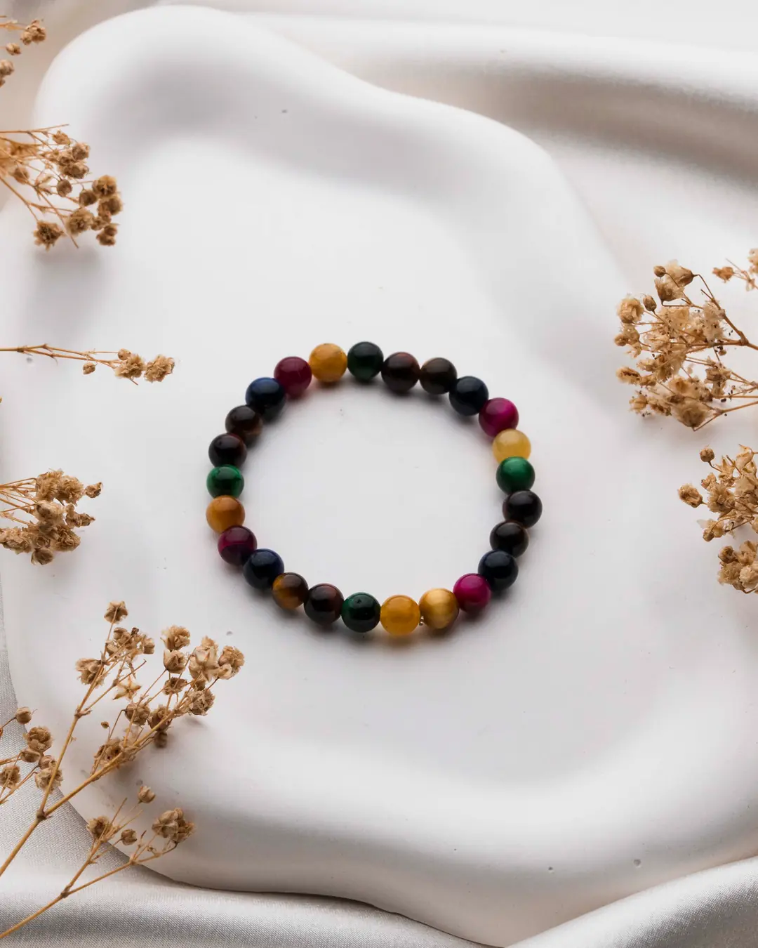 Multicolor Kaplan Gözü (Renklerin Enerjisi) Çocuk Doğaltaş Bilekliği (6 mm)