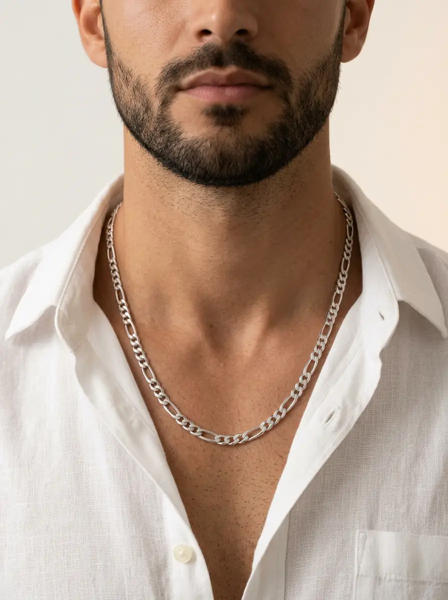 180 Micron Plated 6.30 mm 925 Sterling Silver Figaro Chain Necklace