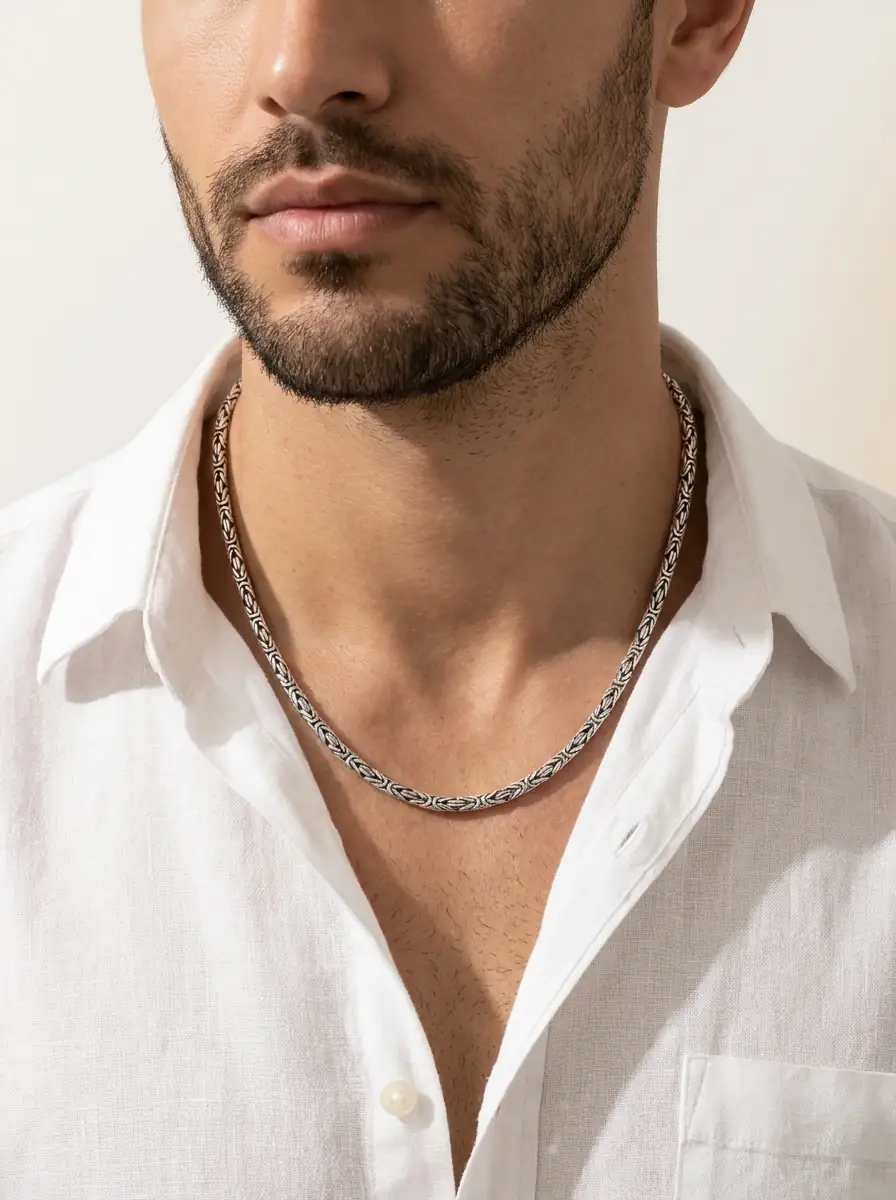 Angular Shape 4 mm 925 Sterling Silver King Chain Necklace