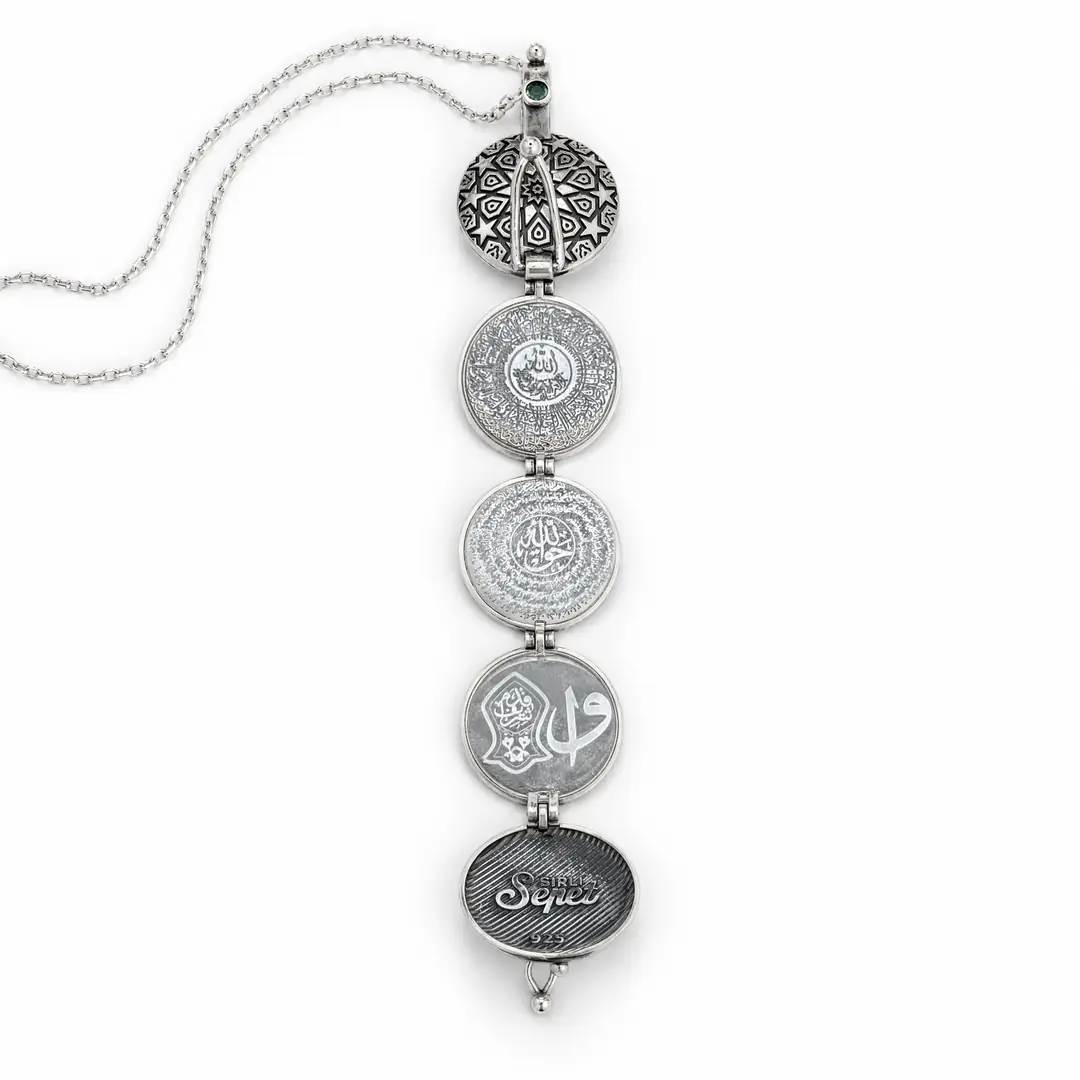 AYLA 925 Katlanır Gümüş Madalyon Kolye – Dualı