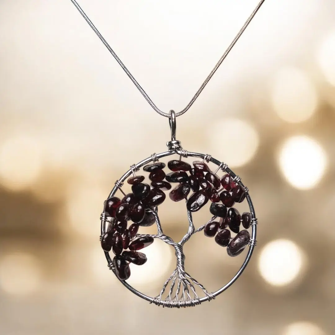 Lal-Garnet Taşı Hayat Ağacı Kolye