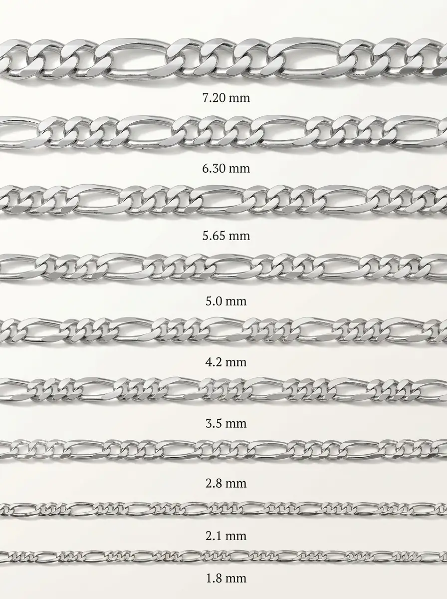200 Micron Plated 7.20 mm 925 Sterling Silver Figaro Chain Necklace