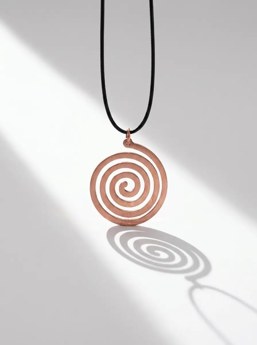 Açık Spiral Tasarımlı Yuvarlak Bakır Kolye