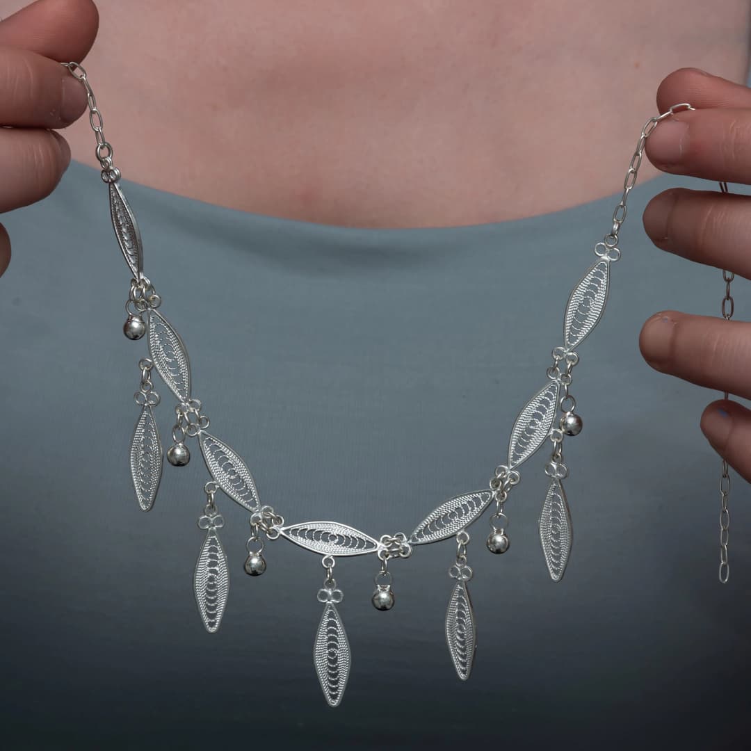 Zircon Stone Rhodium Plated 925 Sterling Silver Mihrimah Sultan Women's Necklace