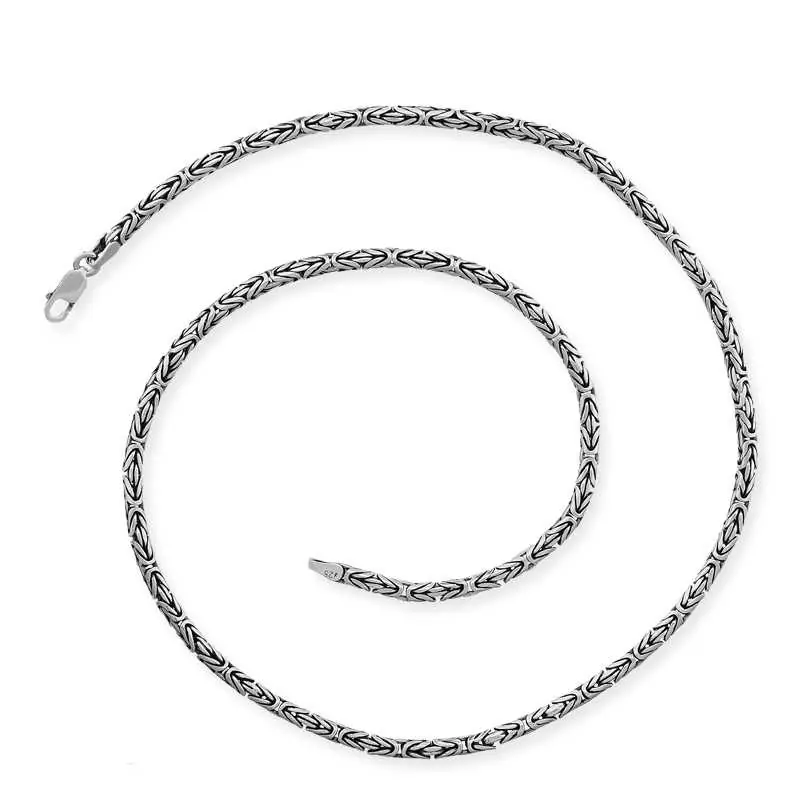 Yuvarlak Form 10 mm 925 Ayar Gümüş Kral Zincir Kolye