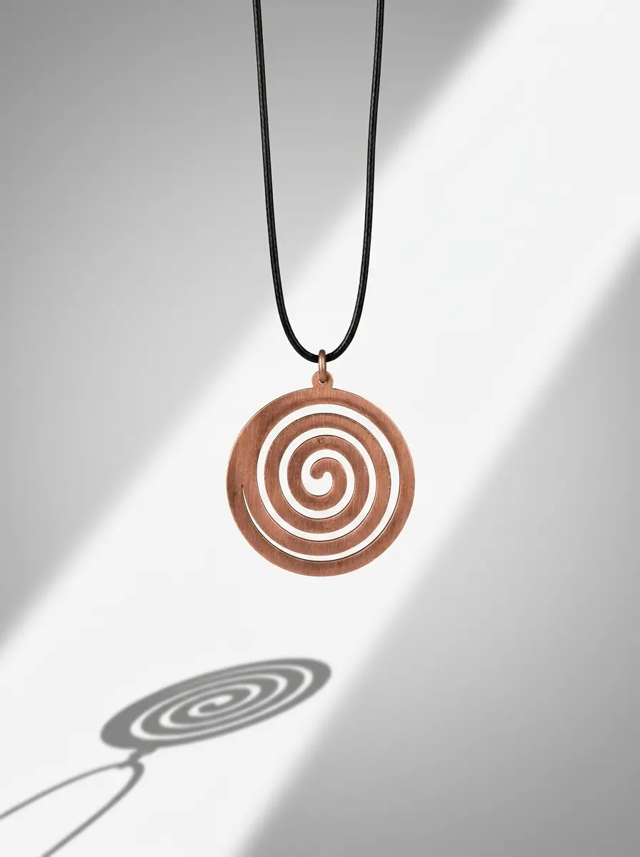 Kapalı Spiral Tasarımlı Yuvarlak Bakır Kolye