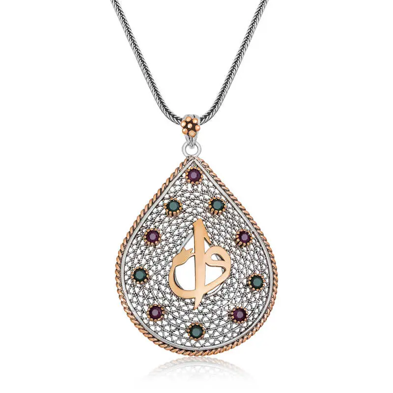 Zircon Stone Rhodium Plated 925 Sterling Silver Mihrimah Sultan Women's Necklace